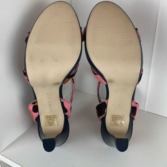 Gianni Bini Veronica Leopard Print Hair on Hide Strappy Heeled Sandals 8 - Picture 5 of 13